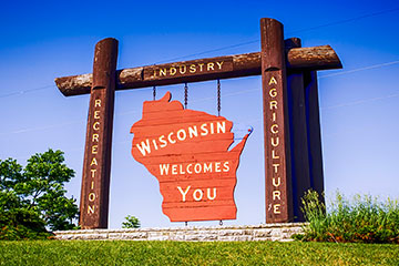 A brown state of Wisconsin sign